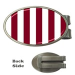 Vertical Stripes - White and Burgundy Red Money Clip (Oval)