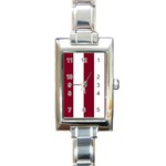 Vertical Stripes - White and Burgundy Red Rectangle Italian Charm Watch