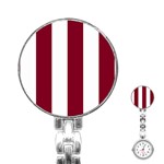 Vertical Stripes - White and Burgundy Red Stainless Steel Nurses Watch