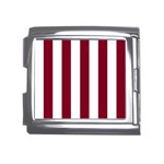 Vertical Stripes - White and Burgundy Red Mega Link Italian Charm (18mm)