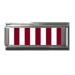 Vertical Stripes - White and Burgundy Red Superlink Italian Charm (9mm)