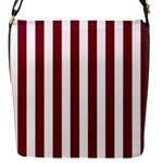Vertical Stripes - White and Burgundy Red Flap Closure Messenger Bag (S)