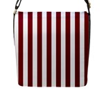 Vertical Stripes - White and Burgundy Red Flap Closure Messenger Bag (L)
