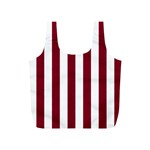 Vertical Stripes - White and Burgundy Red Full Print Recycle Bag (S)