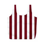 Vertical Stripes - White and Burgundy Red Full Print Recycle Bag (M)