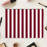 Vertical Stripes - White and Burgundy Red Cosmetic Bag (XL)