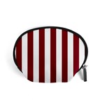Vertical Stripes - White and Burgundy Red Accessory Pouch (Small)