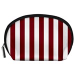 Vertical Stripes - White and Burgundy Red Accessory Pouch (Large)