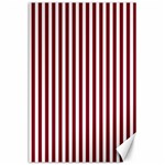 Vertical Stripes - White and Burgundy Red Canvas 24  x 36 