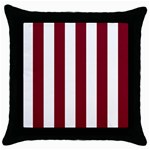 Vertical Stripes - White and Burgundy Red Throw Pillow Case (Black)