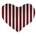 Vertical Stripes - White and Burgundy Red Large 19  Premium Heart Shape Cushion