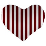 Vertical Stripes - White and Burgundy Red Large 19  Premium Flano Heart Shape Cushion