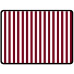 Vertical Stripes - White and Burgundy Red Fleece Blanket (Large) (One Side)