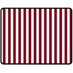Vertical Stripes - White and Burgundy Red Fleece Blanket (Medium) (One Side)