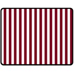 Vertical Stripes - White and Burgundy Red Double Sided Fleece Blanket (Medium) (Two Sides)