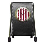Vertical Stripes - White and Burgundy Red Pen Holder Desk Clock