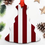 Vertical Stripes - White and Burgundy Red Christmas Tree Ornament (Two Sides)