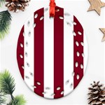 Vertical Stripes - White and Burgundy Red Ornament (Bell) Ornament (Oval Filigree)
