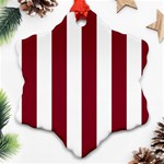 Vertical Stripes - White and Burgundy Red Snowflake Ornament (Two Sides)