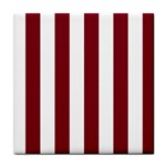 Vertical Stripes - White and Burgundy Red Tile Coaster
