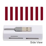 Vertical Stripes - White and Burgundy Red Memory Card Reader (Stick)