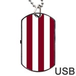 Vertical Stripes - White and Burgundy Red Dog Tag USB Flash (Two Sides)