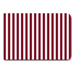 Vertical Stripes - White and Burgundy Red Large Doormat
