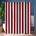Vertical Stripes - White and Burgundy Red Shower Curtain 60  x 72  (Medium)