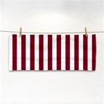 Vertical Stripes - White and Burgundy Red Hand Towel