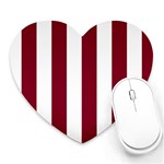Vertical Stripes - White and Burgundy Red Heart Mousepad
