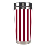 Vertical Stripes - White and Burgundy Red Stainless Steel Travel Tumbler