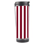 Vertical Stripes - White and Burgundy Red Travel Tumbler