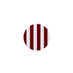 Vertical Stripes - White and Burgundy Red 1  Mini Button