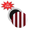 Vertical Stripes - White and Burgundy Red 1.75  Magnet (10 pack)