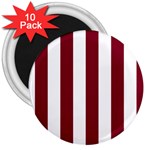 Vertical Stripes - White and Burgundy Red 3  Magnet (10 pack)