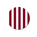 Vertical Stripes - White and Burgundy Red Magnet 3  (Round)