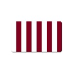 Vertical Stripes - White and Burgundy Red Magnet (Name Card)