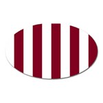 Vertical Stripes - White and Burgundy Red Magnet (Oval)