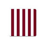 Vertical Stripes - White and Burgundy Red Magnet (Square)