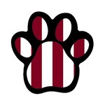 Vertical Stripes - White and Burgundy Red Magnet (Paw Print)