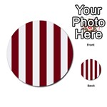 Vertical Stripes - White and Burgundy Red Multi-purpose Cards (Round)