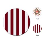 Vertical Stripes - White and Burgundy Red Playing Cards (Round)