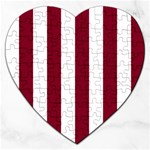 Vertical Stripes - White and Burgundy Red Jigsaw Puzzle (Heart)