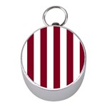 Vertical Stripes - White and Burgundy Red Silver Compass (Mini)
