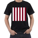 Vertical Stripes - White and Burgundy Red Men s T-Shirt (Black)