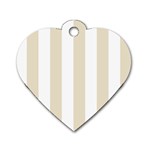 Vertical Stripes - White and Pearl Brown Dog Tag Heart (One Side)