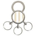 Vertical Stripes - White and Pearl Brown 3-Ring Key Chain