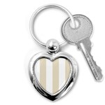 Vertical Stripes - White and Pearl Brown Key Chain (Heart)