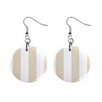 Vertical Stripes - White and Pearl Brown 1  Button Earrings