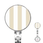 Vertical Stripes - White and Pearl Brown Stainless Steel Nurses Watch